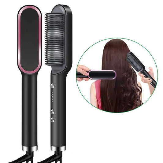 Hair Straightener Brush Curling Comb 2 In 1 Hair Hot Comb Anti-Scald Hair Straightener Brush For Girls Electric Heated Hair Styler Tool, Travel, Professional Salon at Home